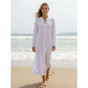 CP Shades Cotton Gauze Maxi Shirt Dress Button Front Beach Cover Up XS